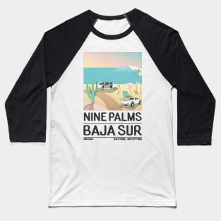 Nine Palms, Baja Sur, Mexico Retro Travel Baseball T-Shirt